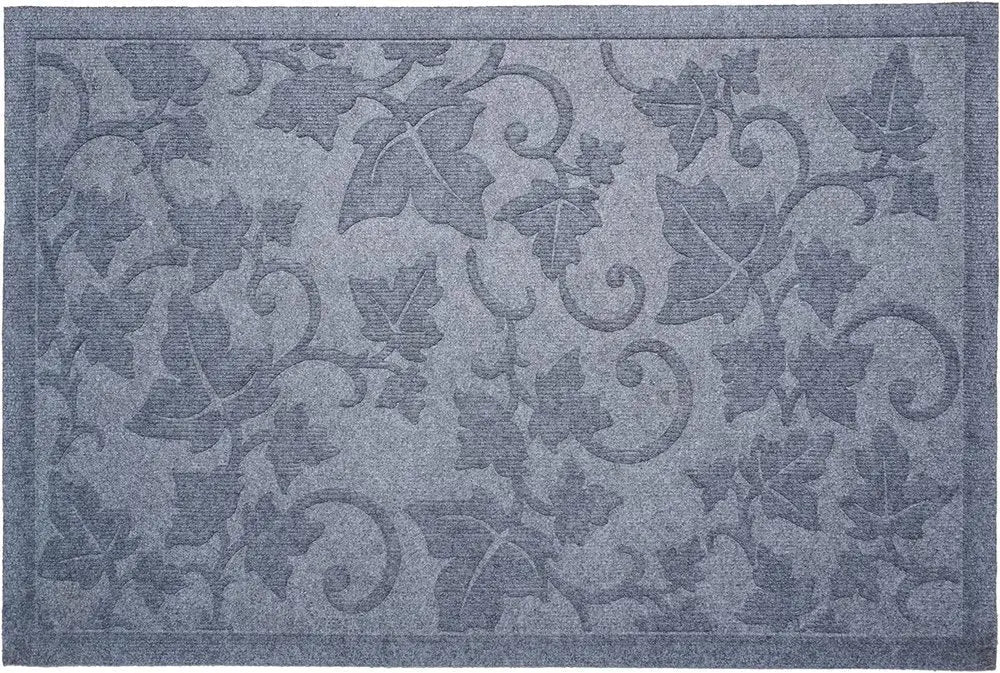 24" X 36" Light Gray Rubber Botanical Leaves Outdoor Door Mat - NOBLE HOME INTERIORS