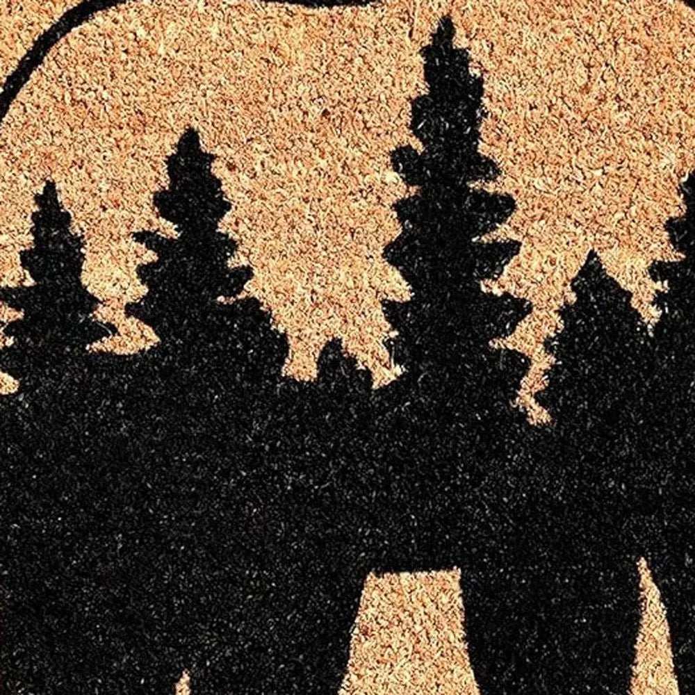 24" X 36" Natural and Black Coir Bear Welcome Outdoor Door Mat - NOBLE HOME INTERIORS