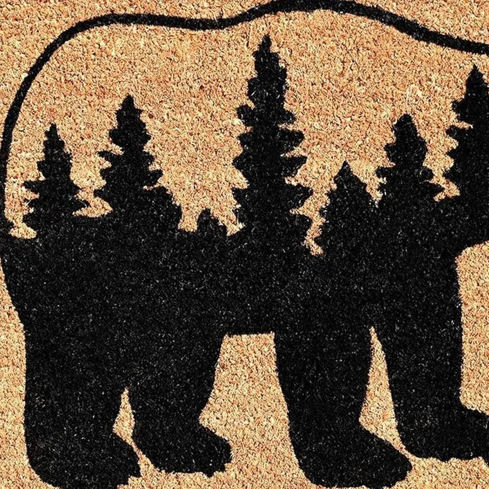 24" X 36" Natural and Black Coir Bear Welcome Outdoor Door Mat - NOBLE HOME INTERIORS