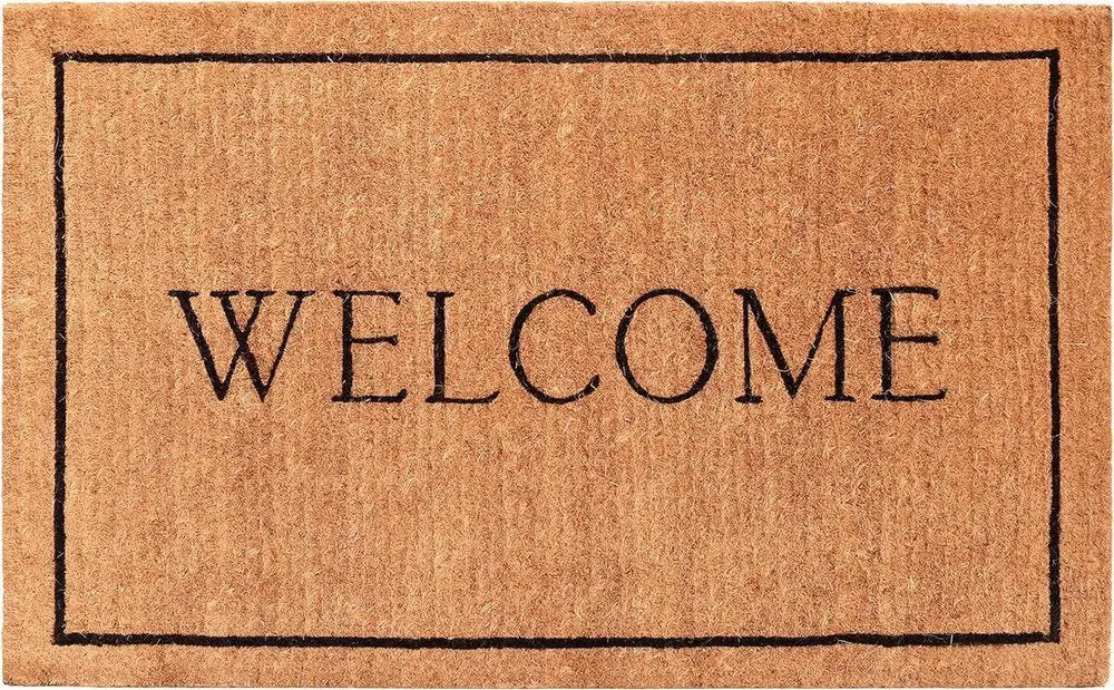 24" X 36" Natural and Black Coir Welcome Outdoor Door Mat - NOBLE HOME INTERIORS