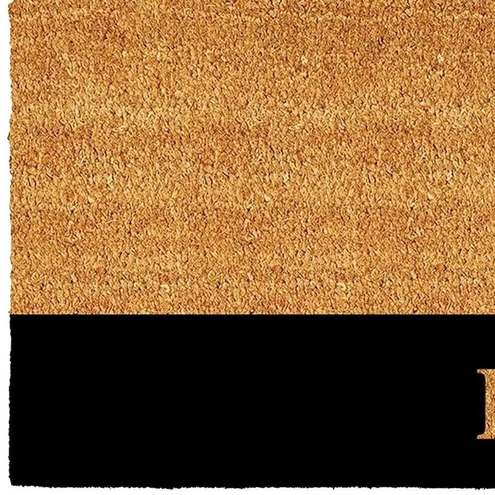 24" X 36" Natural And Black Color Block Hello Outdoor Coir Door Mat - NOBLE HOME INTERIORS