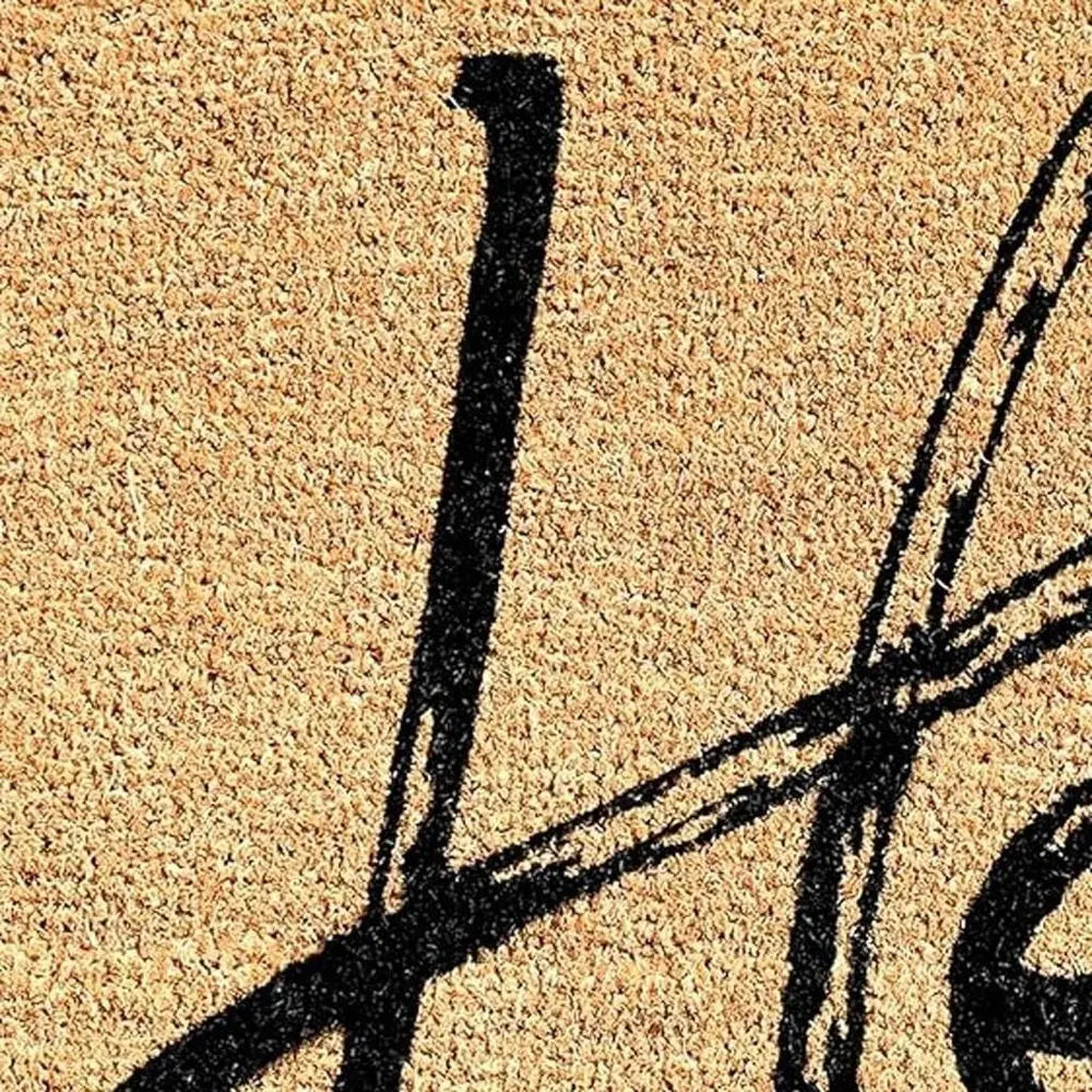 24" X 36" Natural And Black Hello Distressed Outdoor Coir Door Mat - NOBLE HOME INTERIORS