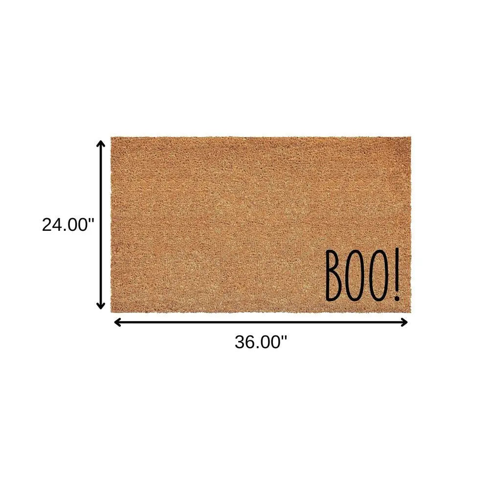 24" X 36" Natural And Brown Halloween Halloween Outdoor Coir Door Mat - NOVA HOME FURNITURE