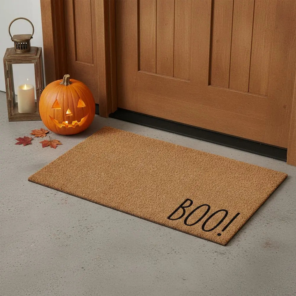 24" X 36" Natural And Brown Halloween Halloween Outdoor Coir Door Mat - NOVA HOME FURNITURE