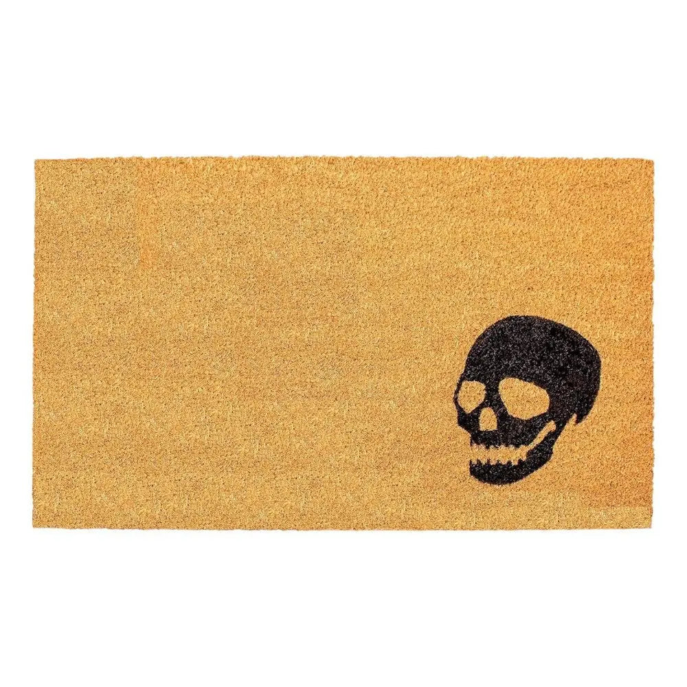 24" X 36" Natural And Brown Halloween Skull Outdoor Coir Door Mat - NOVA HOME FURNITURE