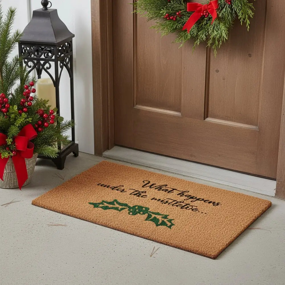 24" X 36" Natural Red and Green Coir Merry Christmas Outdoor Christmas Door Mat - NOBLE HOME INTERIORS