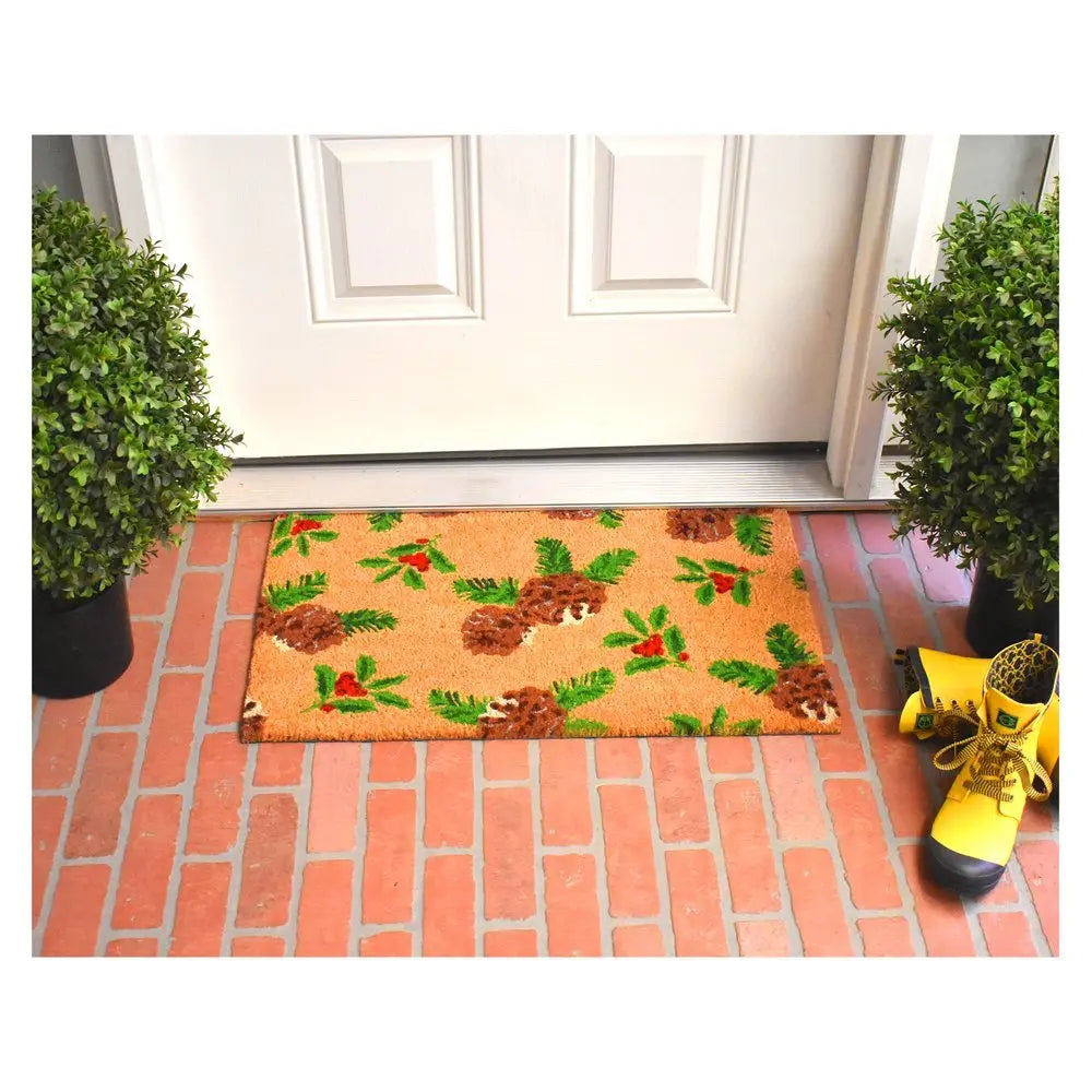 24" X 36" Natural Red and Green Coir Merry Christmas Outdoor Christmas Door Mat - NOBLE HOME INTERIORS