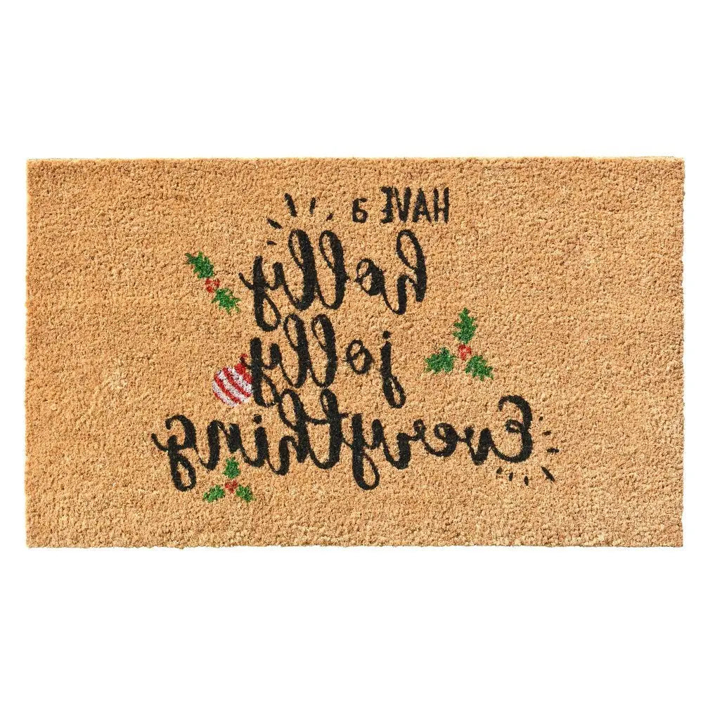 24" X 36" Natural Red and Green Coir Merry Christmas Outdoor Christmas Door Mat - NOBLE HOME INTERIORS
