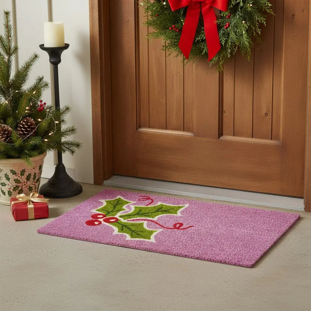 24" X 36" Natural Red and Green Coir Merry Christmas Outdoor Christmas Door Mat - NOBLE HOME INTERIORS