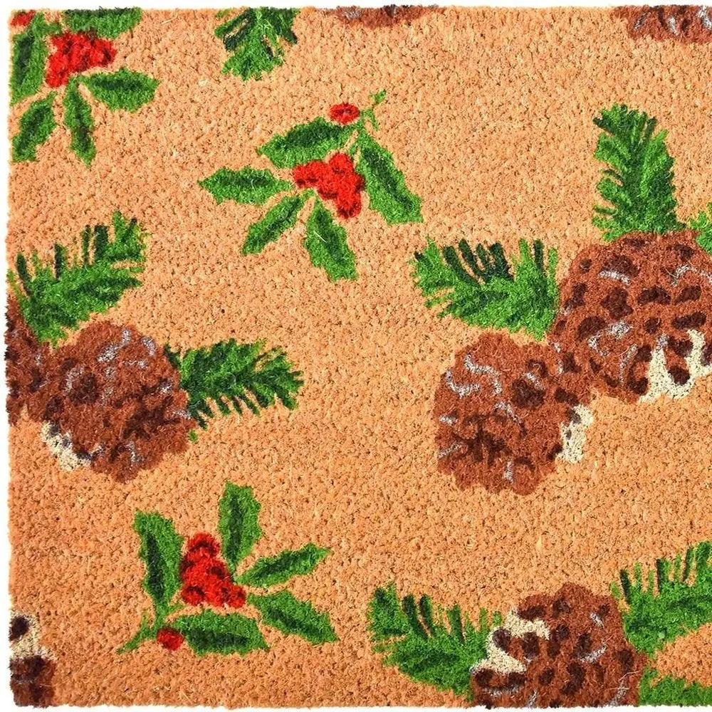 24" X 36" Natural Red and Green Coir Merry Christmas Outdoor Christmas Door Mat - NOBLE HOME INTERIORS
