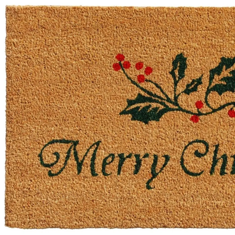 24" X 36" Natural Red and Green Coir Merry Christmas Outdoor Christmas Door Mat - NOBLE HOME INTERIORS