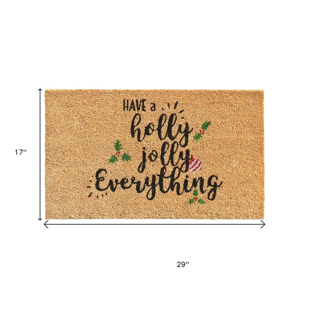 24" X 36" Natural Red and Green Coir Merry Christmas Outdoor Christmas Door Mat - NOBLE HOME INTERIORS
