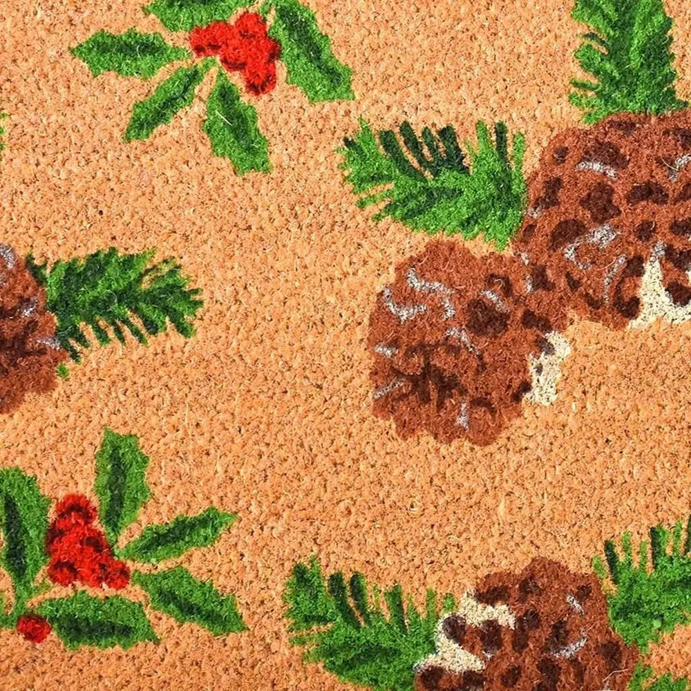 24" X 36" Natural Red and Green Coir Merry Christmas Outdoor Christmas Door Mat - NOBLE HOME INTERIORS