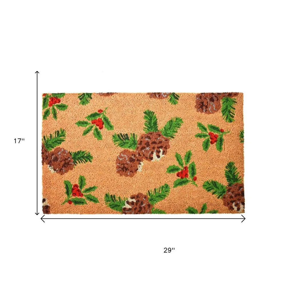 24" X 36" Natural Red and Green Coir Merry Christmas Outdoor Christmas Door Mat - NOBLE HOME INTERIORS