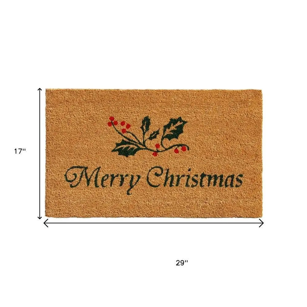 24" X 36" Natural Red and Green Coir Merry Christmas Outdoor Christmas Door Mat - NOBLE HOME INTERIORS