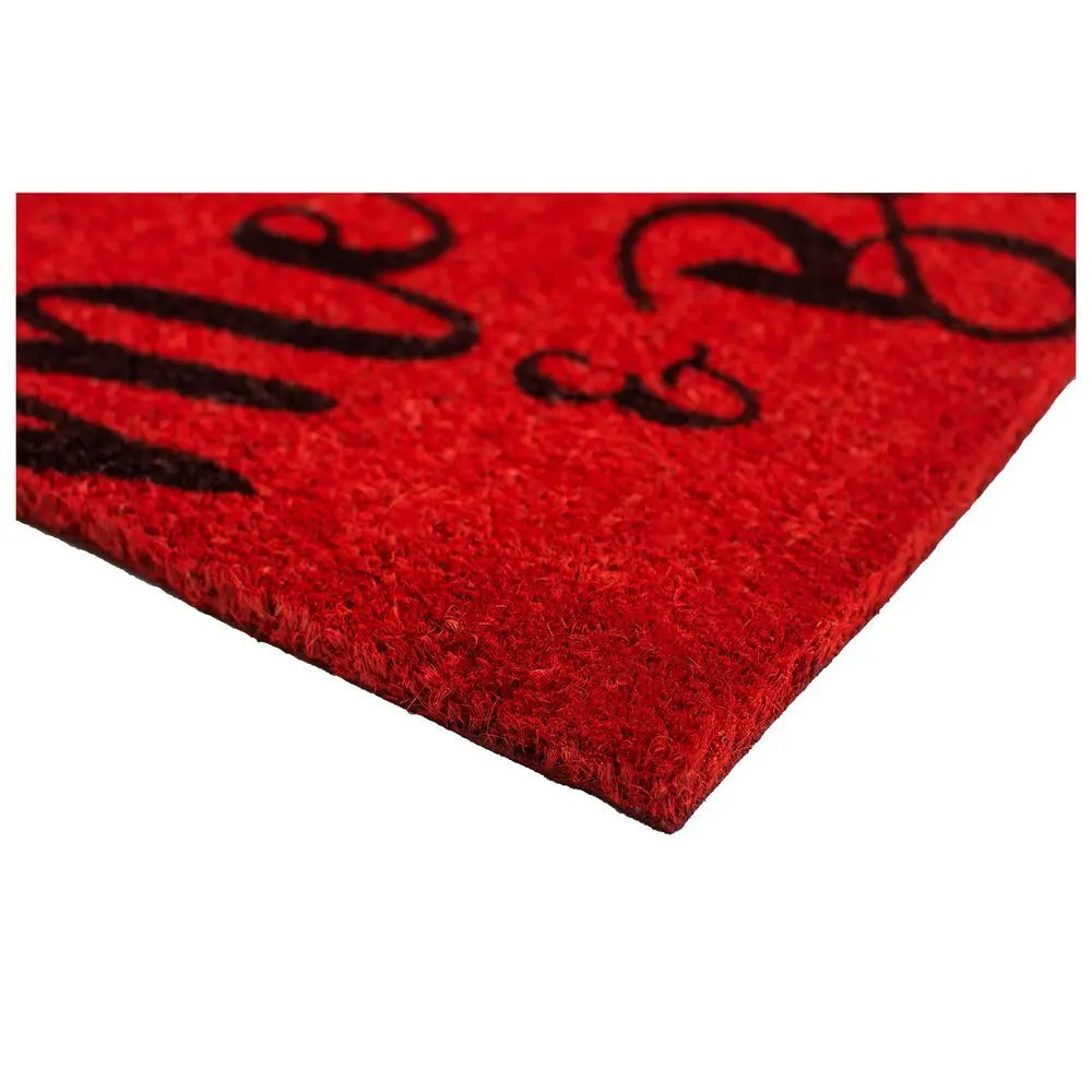 24" X 36" Red and Black Coir Merry and Bright Outdoor Christmas Door Mat - NOBLE HOME INTERIORS