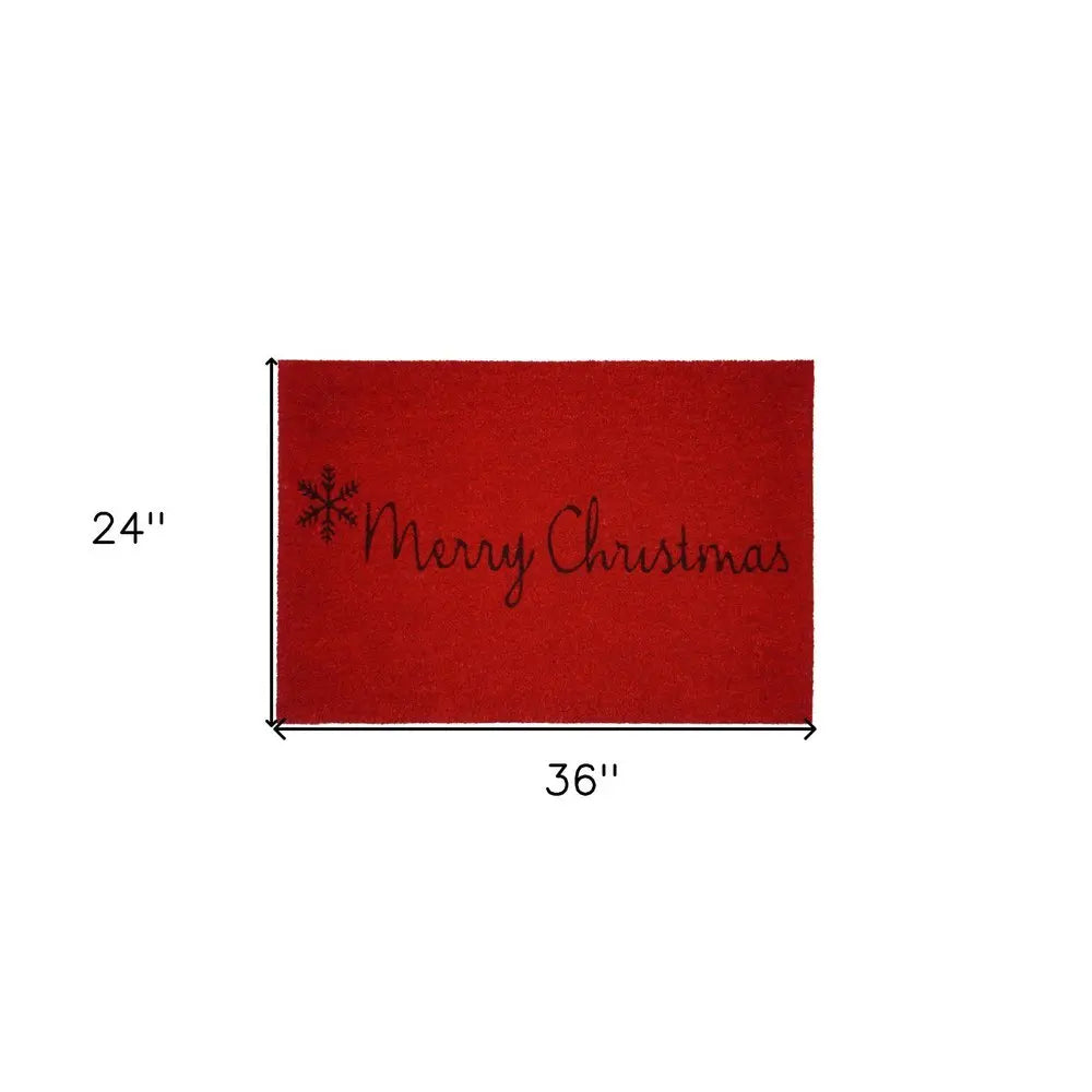 24" X 36" Red and Black Coir Merry Christmas Outdoor Christmas Door Mat - NOBLE HOME INTERIORS