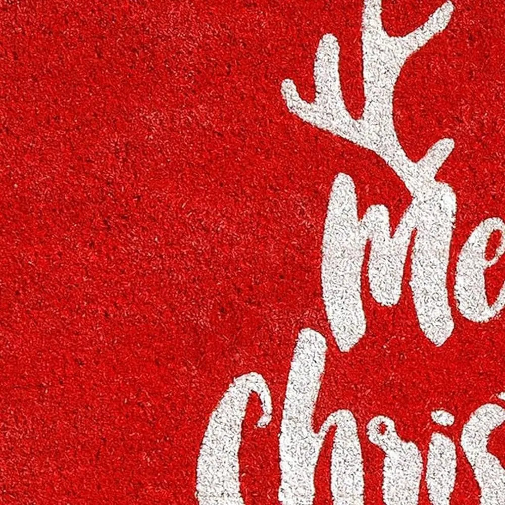 24" X 36" Red And White Coir Reindeer Outdoor Christmas Door Mat - NOBLE HOME INTERIORS
