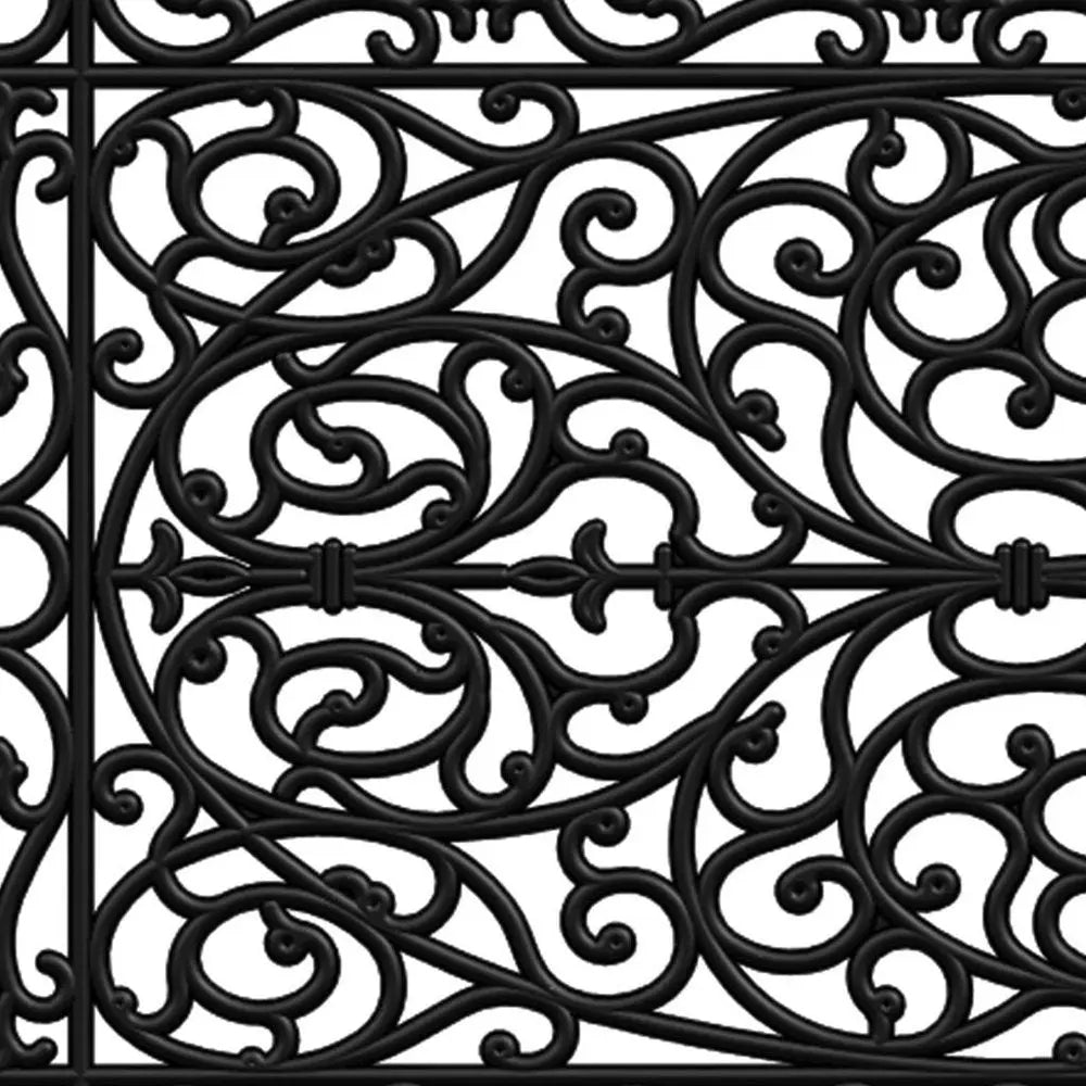 24" X 48" Black Scrollwork Outdoor Rubber Door Mat - NOBLE HOME INTERIORS