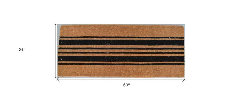 24" X 60" Brown and Black Coir Striped Outdoor Door Mat - NOBLE HOME INTERIORS