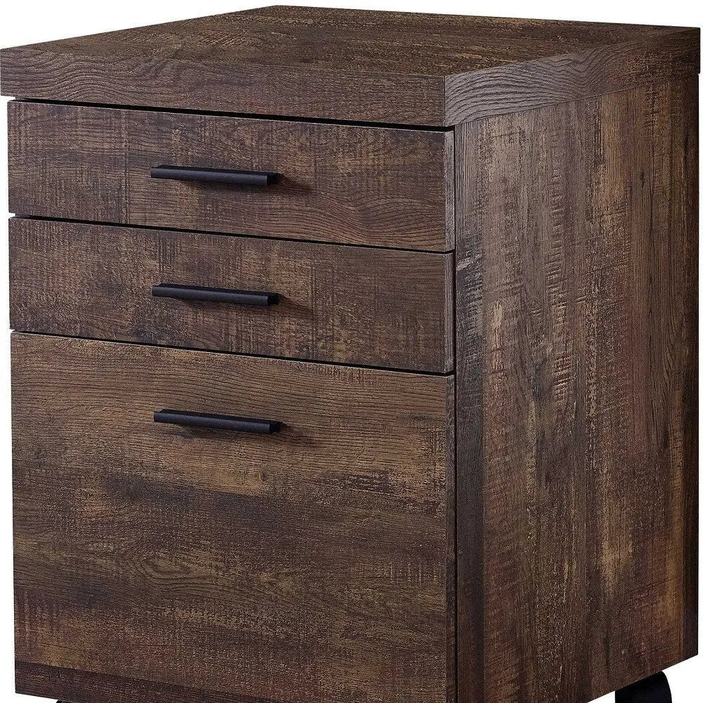 25" Brown Particle Board and Wood Filing Cabinet With Drawers - NOBLE HOME INTERIORS