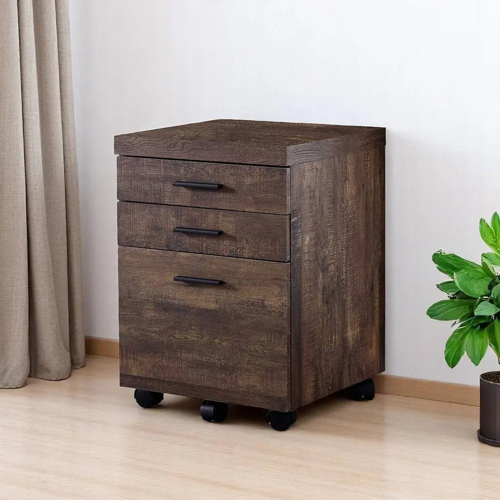 25" Brown Particle Board and Wood Filing Cabinet With Drawers - NOBLE HOME INTERIORS