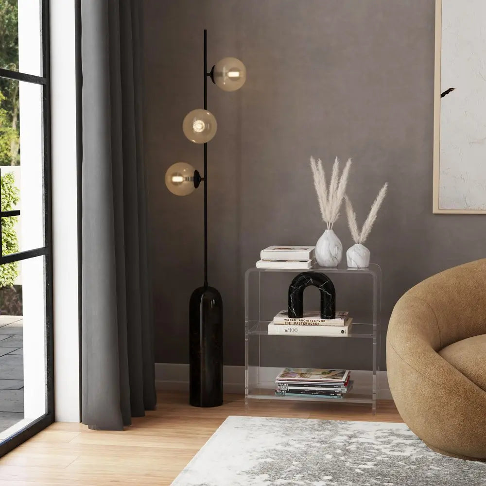 25" Clear Plastic Two Tier Bookcase - NOBLE HOME INTERIORS