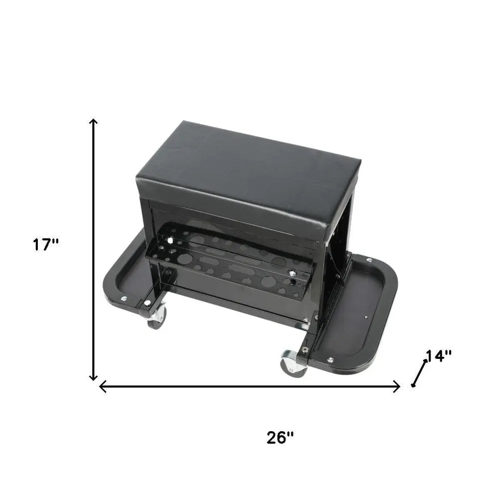 26" Black Multi - Tier Steel Tool Chest With Lid - NOBLE HOME INTERIORS