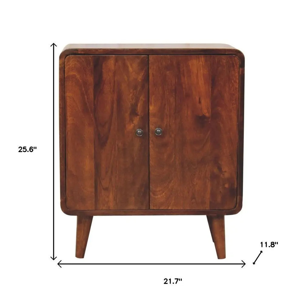 26" Brown Solid Wood Accent Cabinet With Two Doors - NOBLE HOME INTERIORS