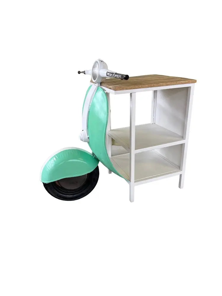 26" Green And White Novelty Scooter Open Cabinet with Two Shelves - NOVA HOME FURNITURE