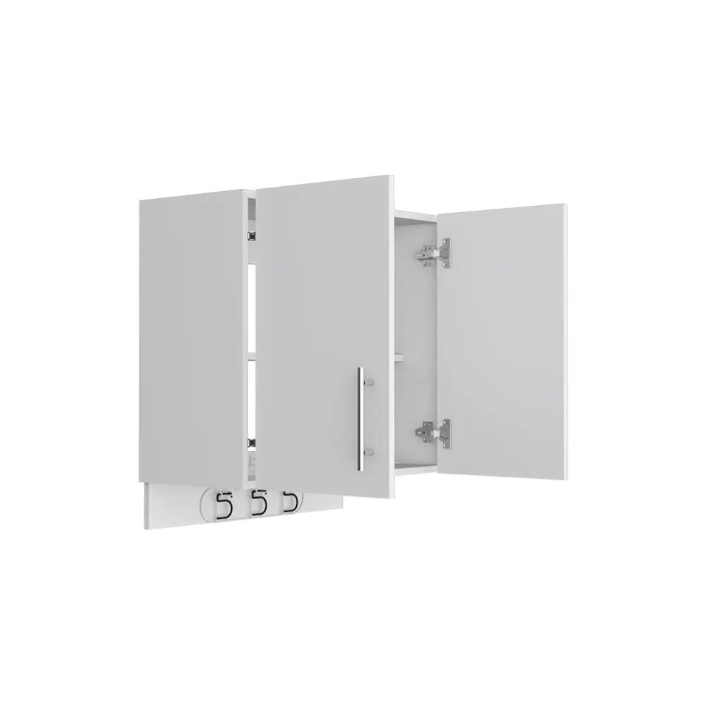 26" White Wood Wall Mounted Utlity Cabinet With Two Doors - NOVA HOME FURNITURE