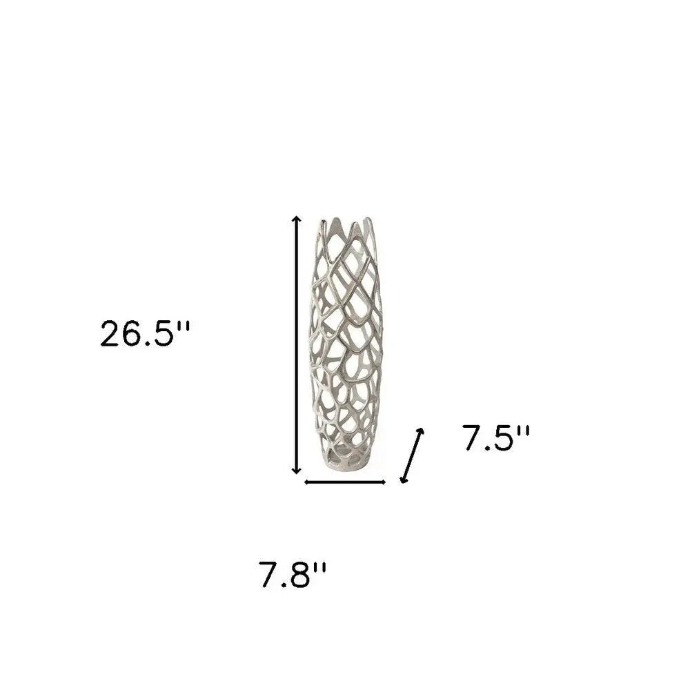 27" Cylinder Aluminum Floor Vase - NOBLE HOME INTERIORS