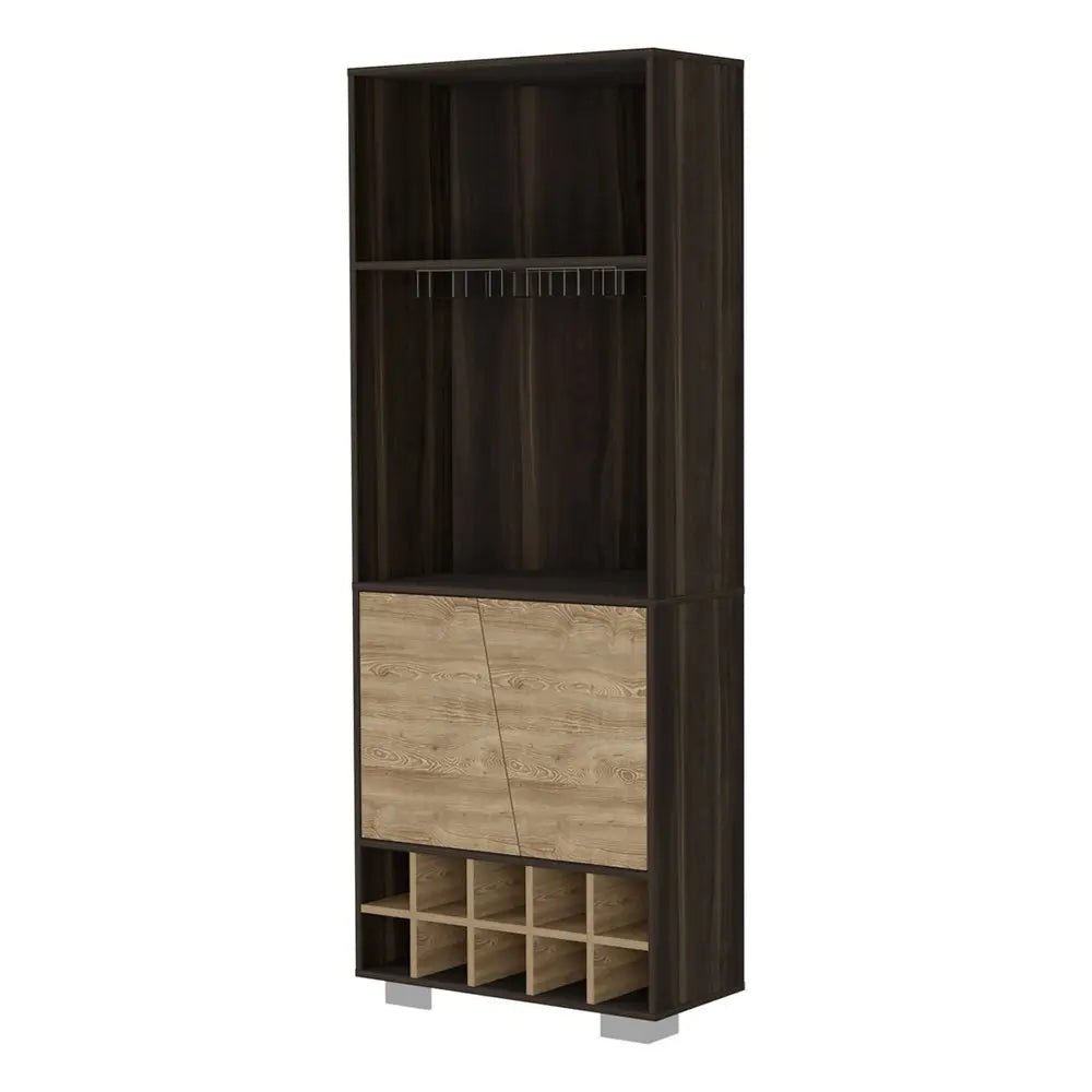 27" Dark Brown Corner Bar Cabinet With Multiple Shelves - NOBLE HOME INTERIORS