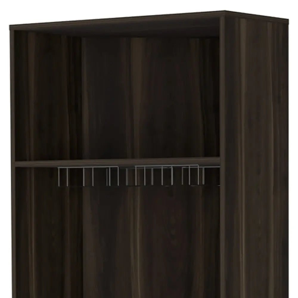 27" Dark Brown Corner Bar Cabinet With Multiple Shelves - NOBLE HOME INTERIORS