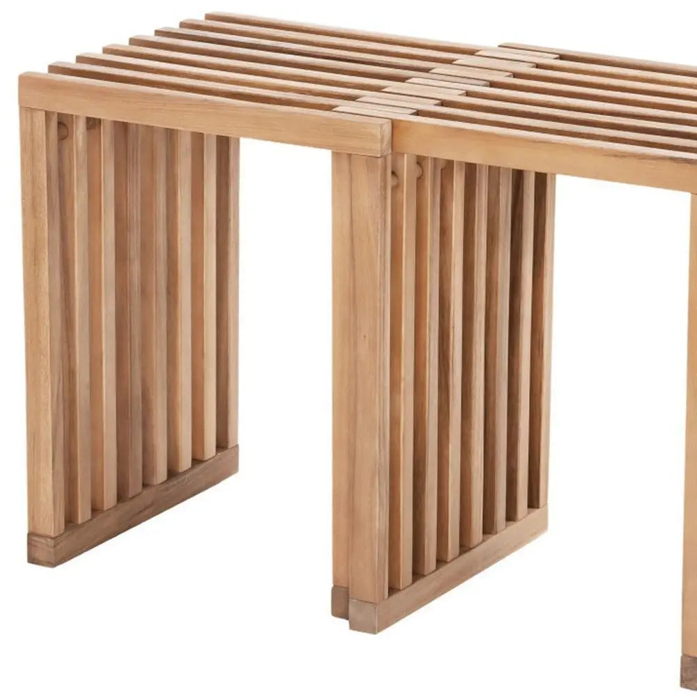 27" Natural Solid Wood Extendable Indoor Outdoor Bench - NOBLE HOME INTERIORS