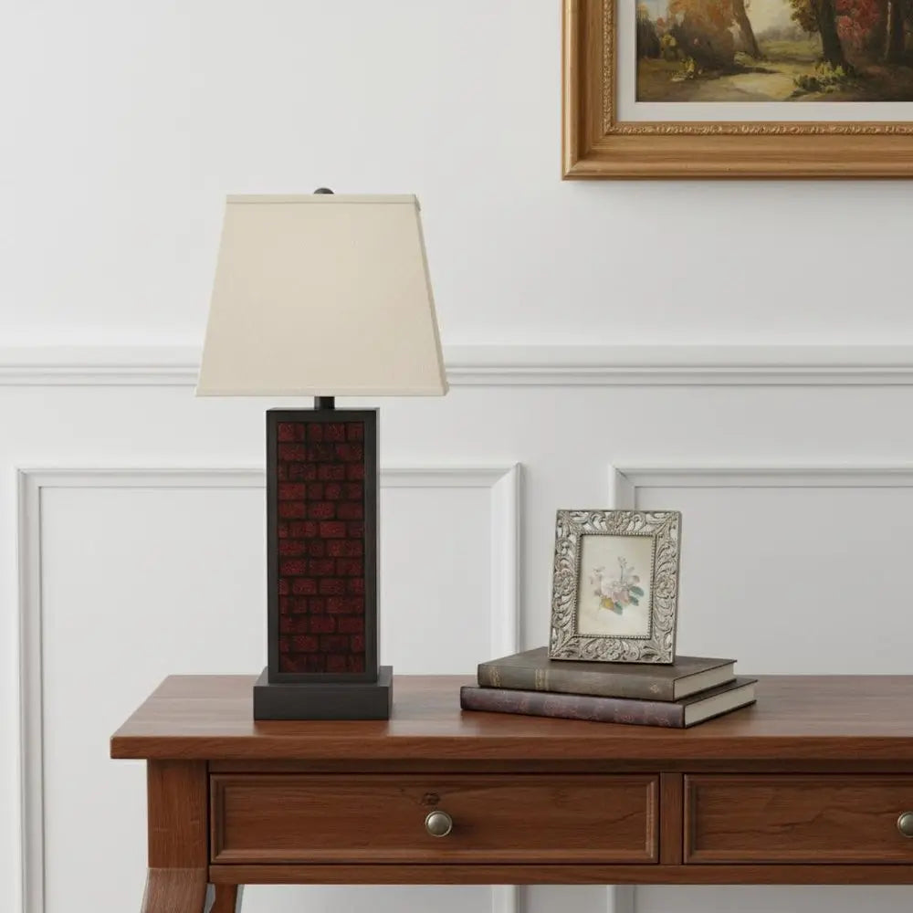 31" Black Metal Bedside Table Lamp With White Shade HomeRoots