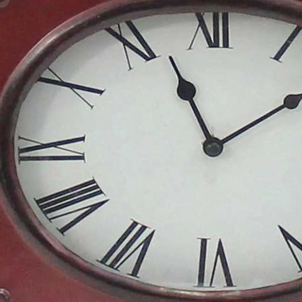 22" Distressed Red Metal Bedside Lamp With Beige Shade HomeRoots