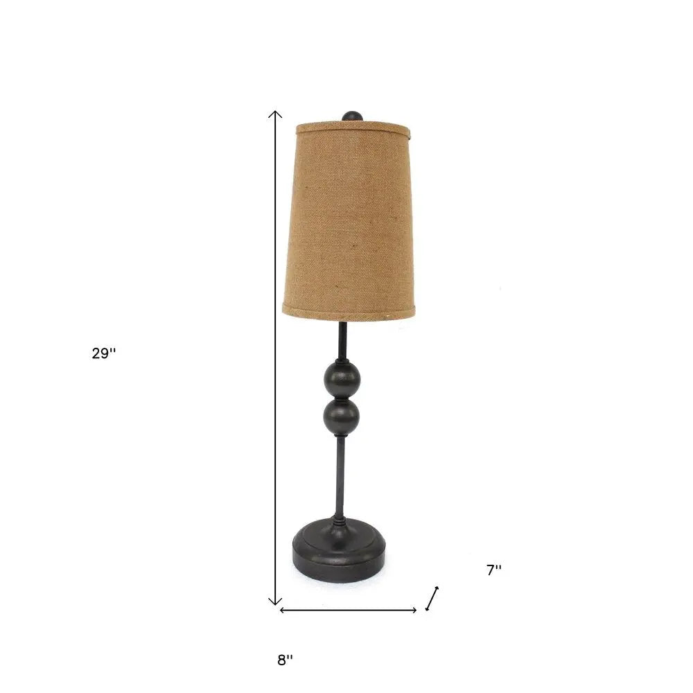 29" Bronze Bedside Lamp With Brown Shade HomeRoots