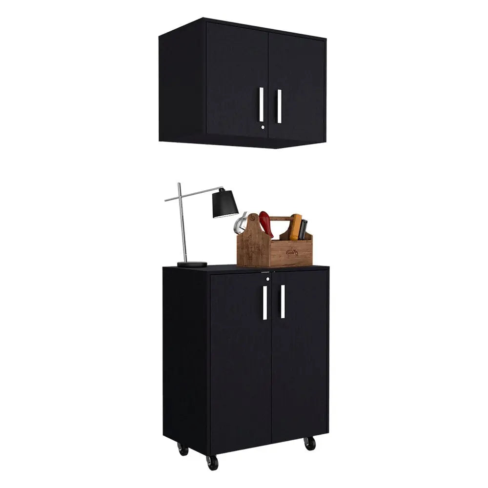 28" Black Wall mounted Accent Cabinet With Four Shelves - NOVA HOME FURNITURE