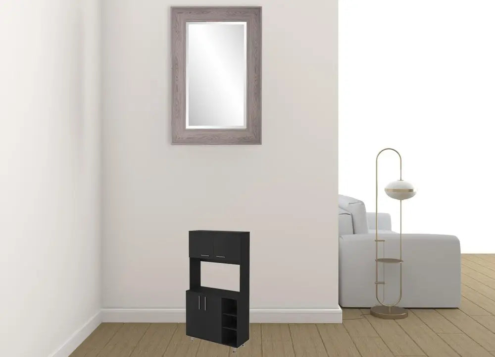 28" Black Wall mounted Accent Cabinet With Nine Shelves And Three Drawers - NOVA HOME FURNITURE