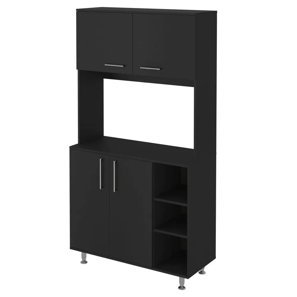 28" Black Wall mounted Accent Cabinet With Nine Shelves And Three Drawers - NOVA HOME FURNITURE