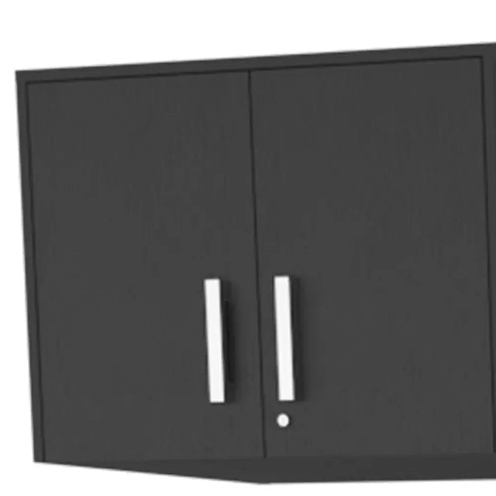 28" Black Wall mounted Accent Cabinet With Nine Shelves And Three Drawers - NOVA HOME FURNITURE