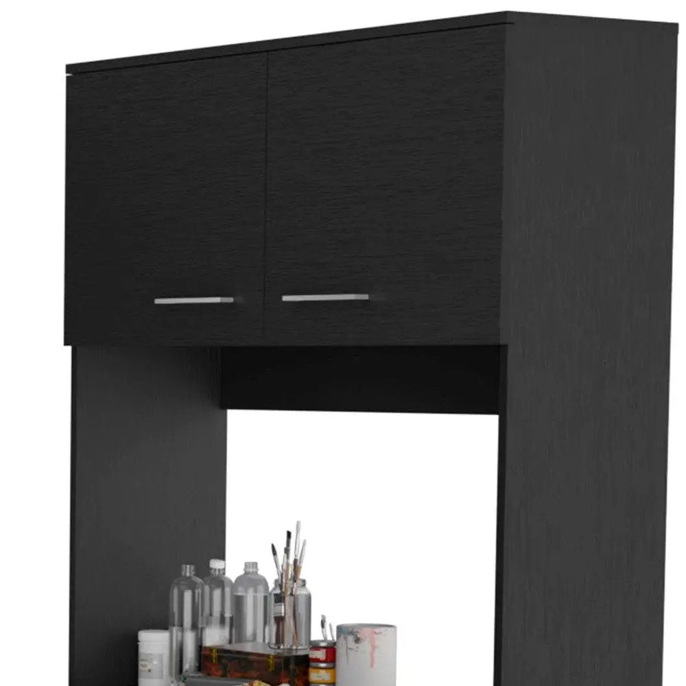 28" Black Wall mounted Accent Cabinet With Seven Shelves And Six Drawers - NOVA HOME FURNITURE