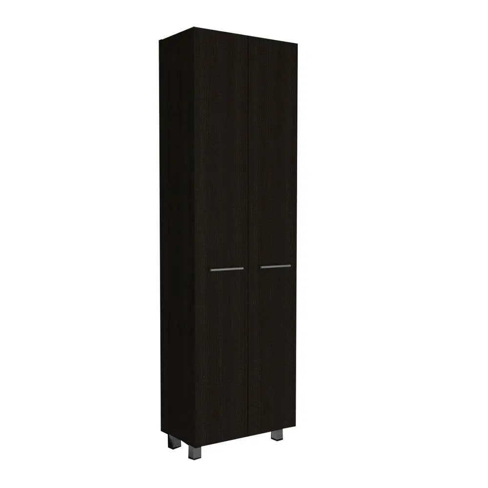 28" Black Wall mounted Accent Cabinet With Twelve Shelves And Six Drawers - NOVA HOME FURNITURE