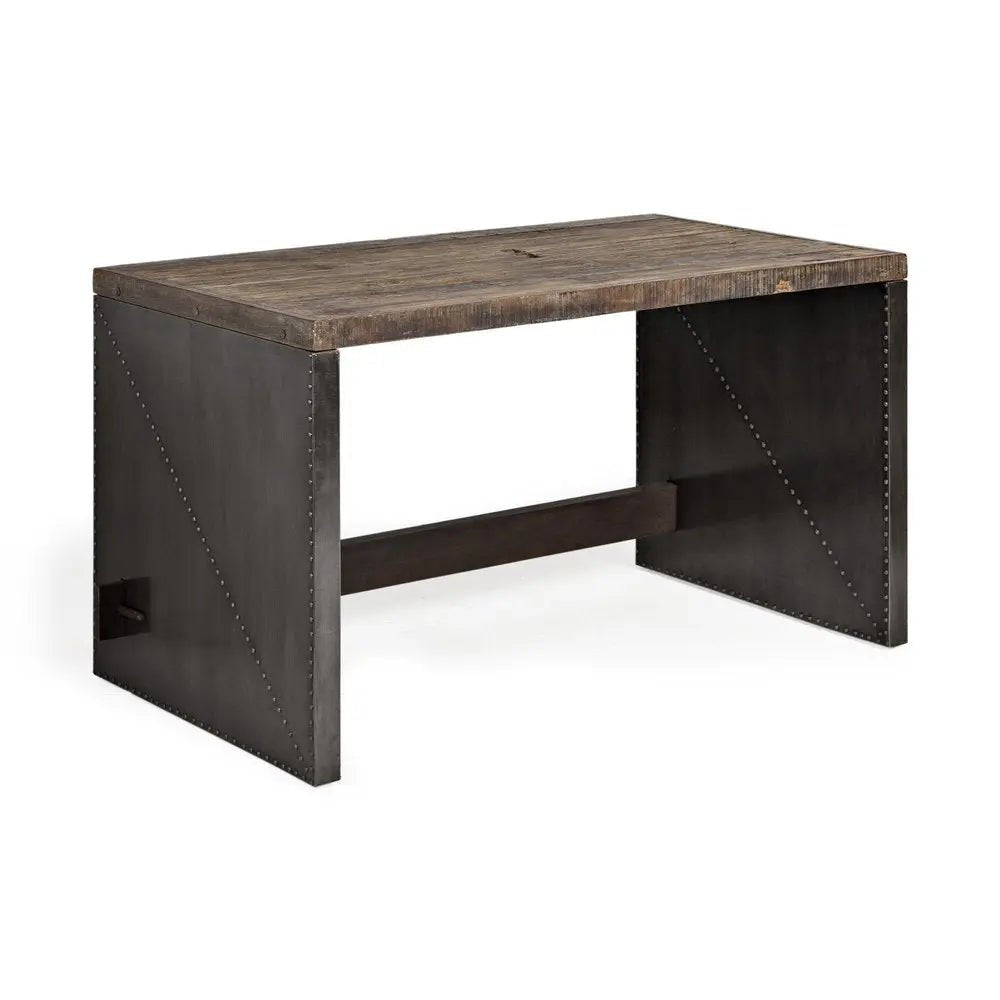 28" Dark Brown and Gray Writing Desk - NOBLE HOME INTERIORS