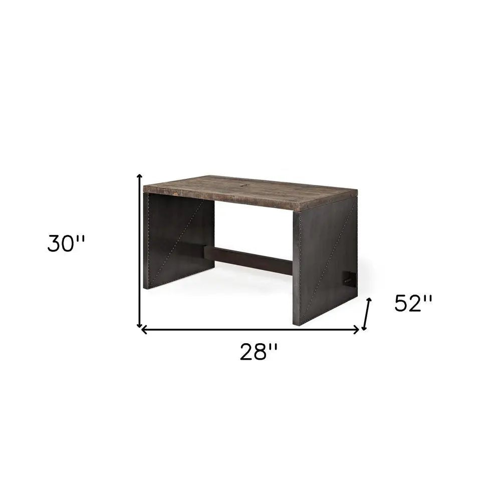 28" Dark Brown and Gray Writing Desk - NOBLE HOME INTERIORS