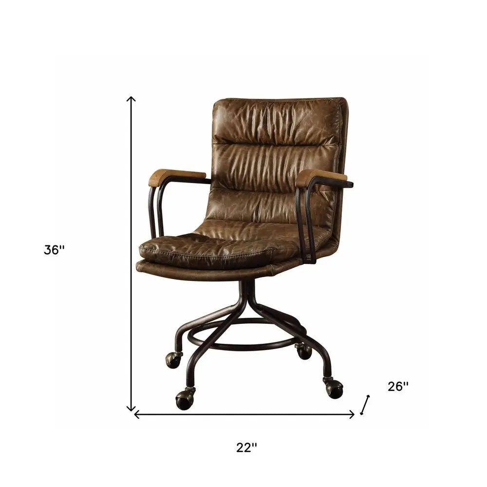 Coffee and Dark Brown Swivel Leather Rolling Executive Office Chair HomeRoots