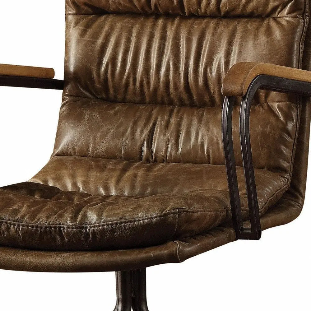 Coffee and Dark Brown Swivel Leather Rolling Executive Office Chair HomeRoots