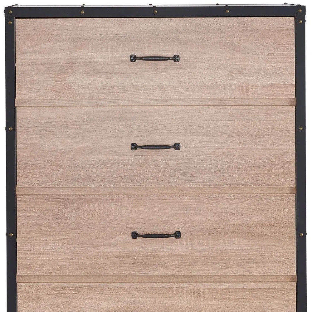 31" Oak Wood Five Drawer Dresser HomeRoots