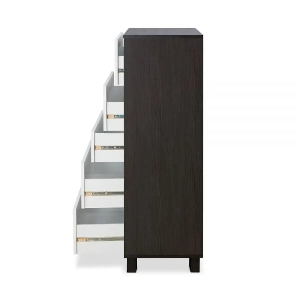 32" Brown and White Five Drawer Standard Chest HomeRoots